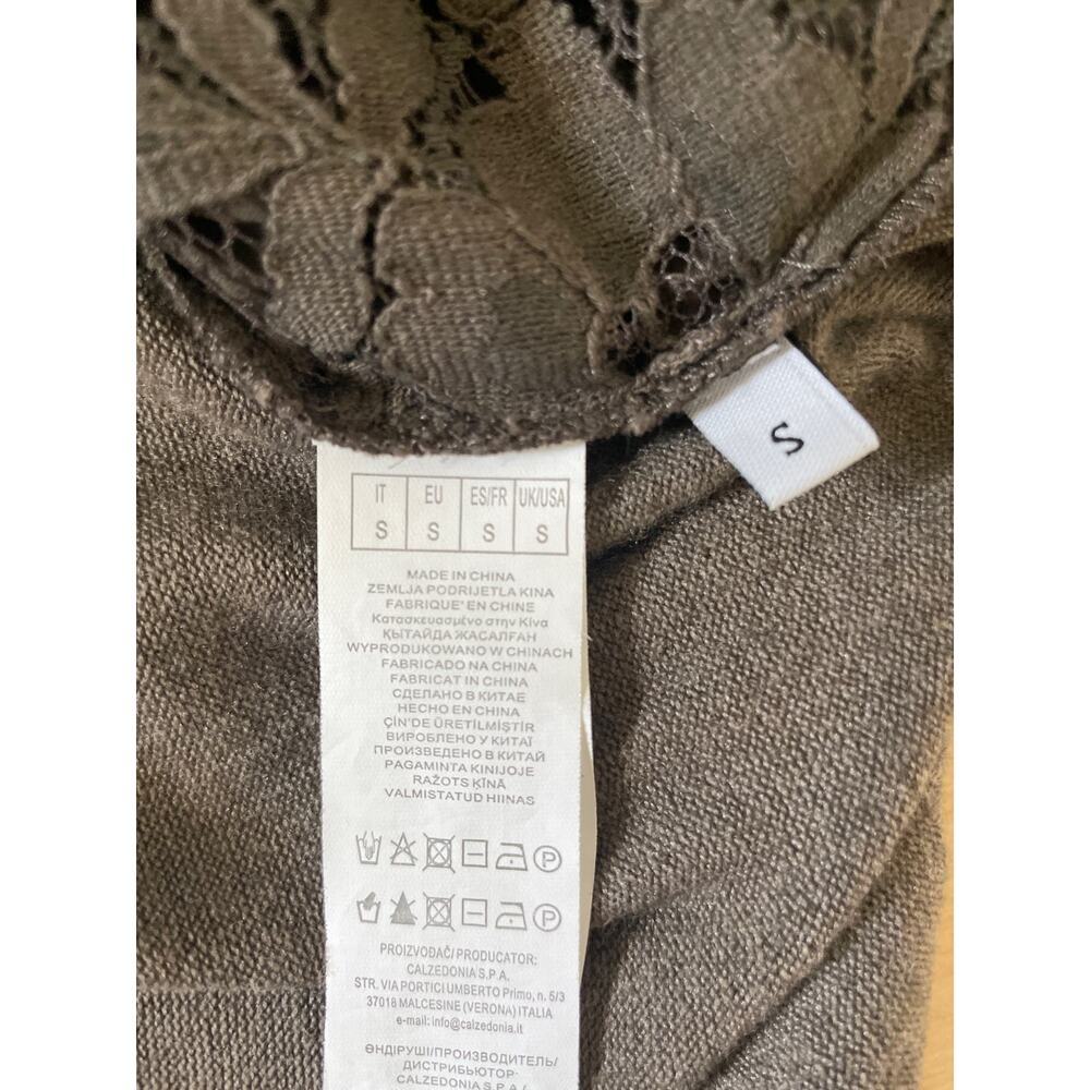 intimissimi knit pullover long sleeve dress with zipper and lace/ Brown/S - Picture 7 of 9